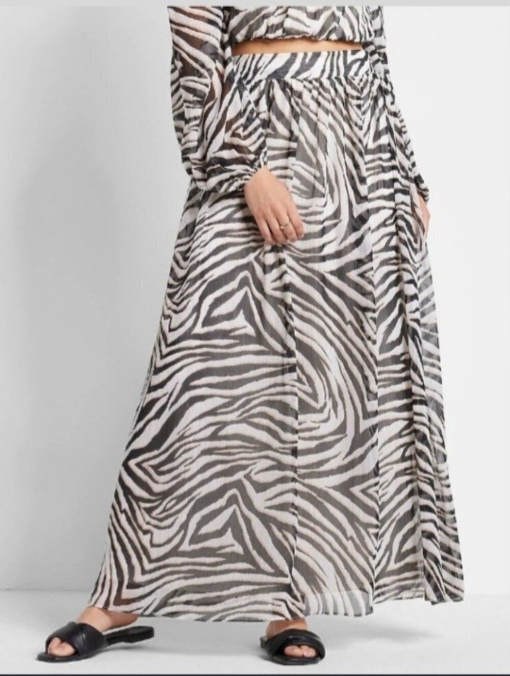 Express x Rachel Zoe Zebra Metallic Maxi Skirt M NWT